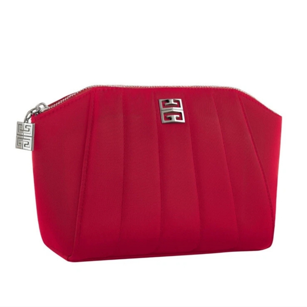 New Givenchy Perfume Red Silver Hardware Designer Clutch Promo Pouch